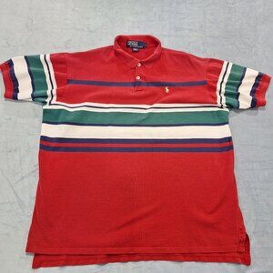 Polo Ralph Lauren Men L Red Collared Short Sleeve Vintage Shirt